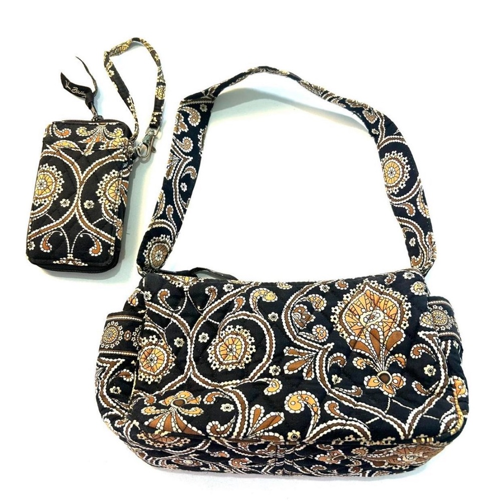 Vera Bradley Black and Tan Floral Bag
